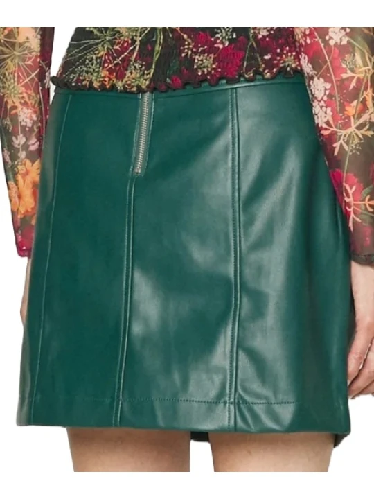 Green Shiny Leather Skirt