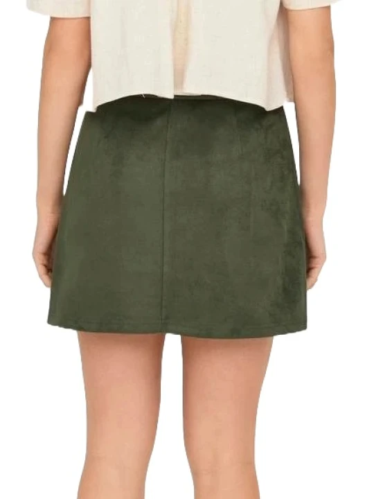 Green Suede Leather Press Stud Fastening Mini Skirt