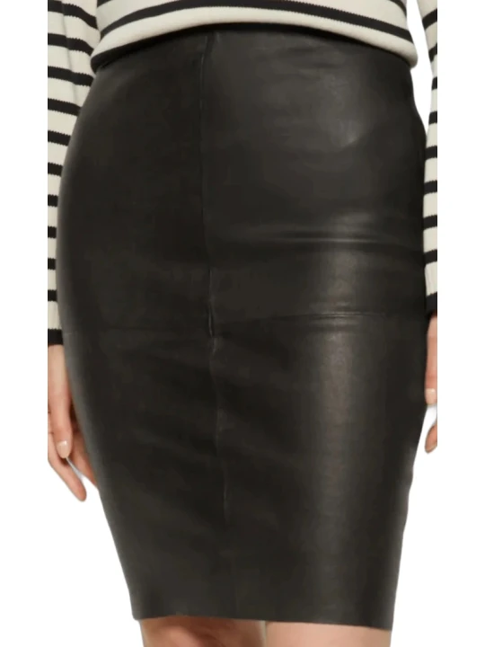  High Quality Black Leather Skirt
