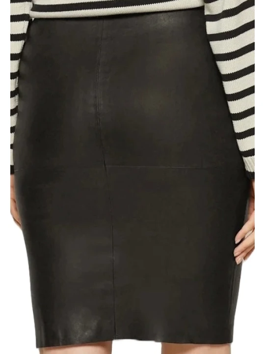  High Quality Black Leather Skirt