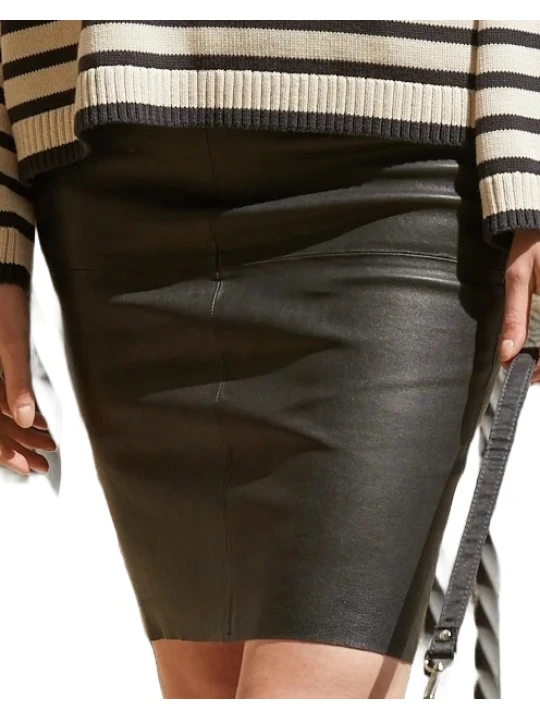  High Quality Black Leather Skirt