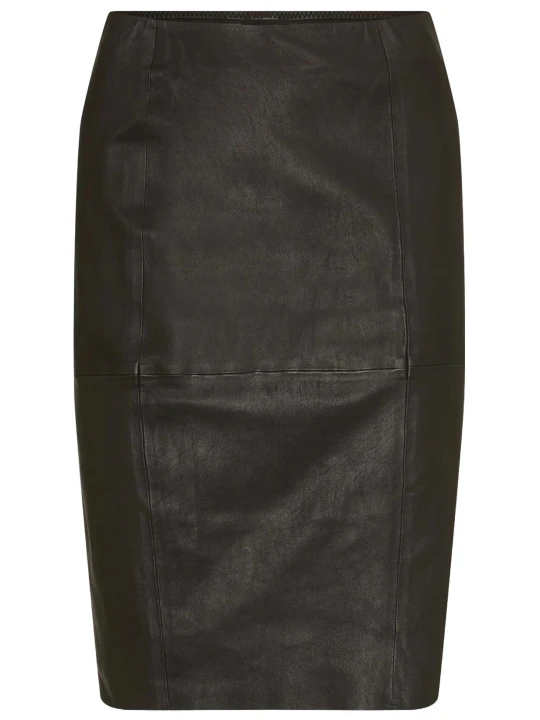  High Quality Black Leather Skirt
