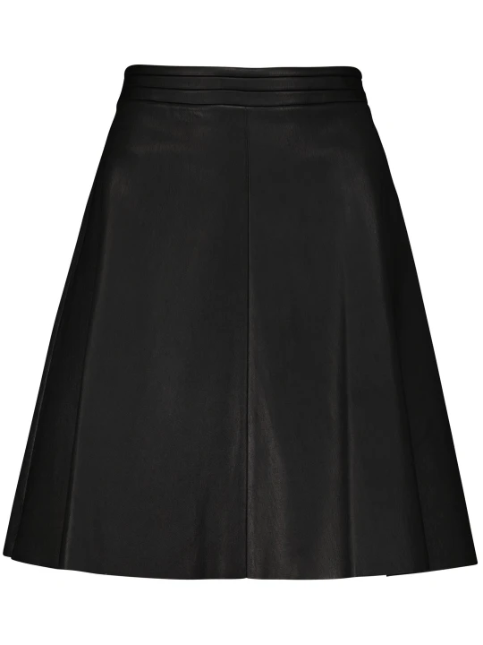 High Rise Black Leather Short Skirt