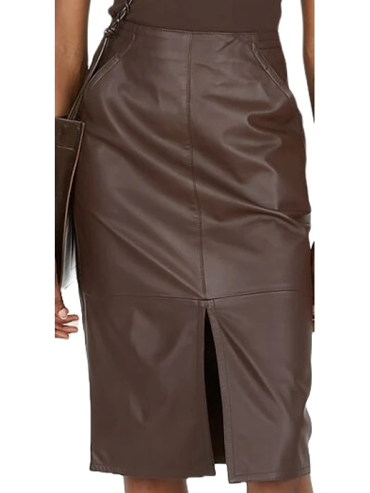 Ladies Brown Leather Skirts