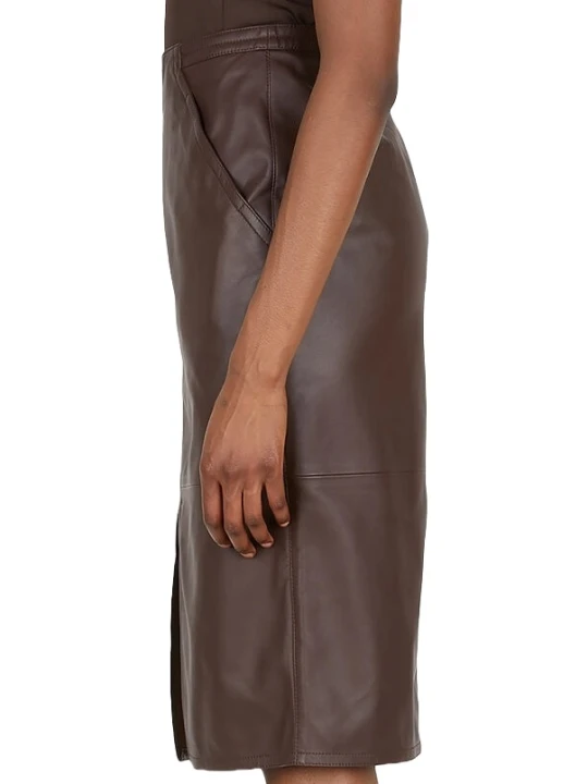 Ladies Brown Leather Skirts