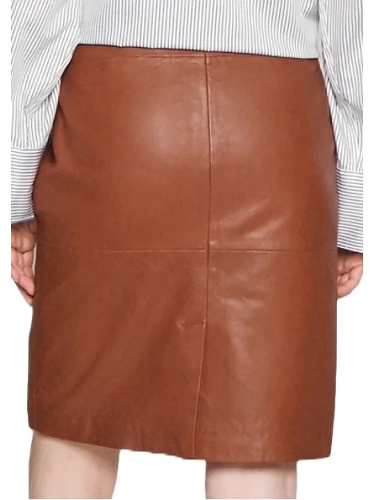 Lambskin Brown Leather Skirt