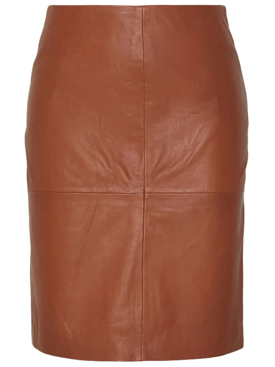 Lambskin Brown Leather Skirt