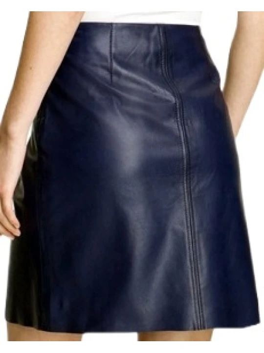Leather A Line Navy Blue Leather skirt