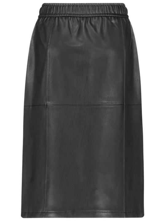 Leather A Line Skirt Black