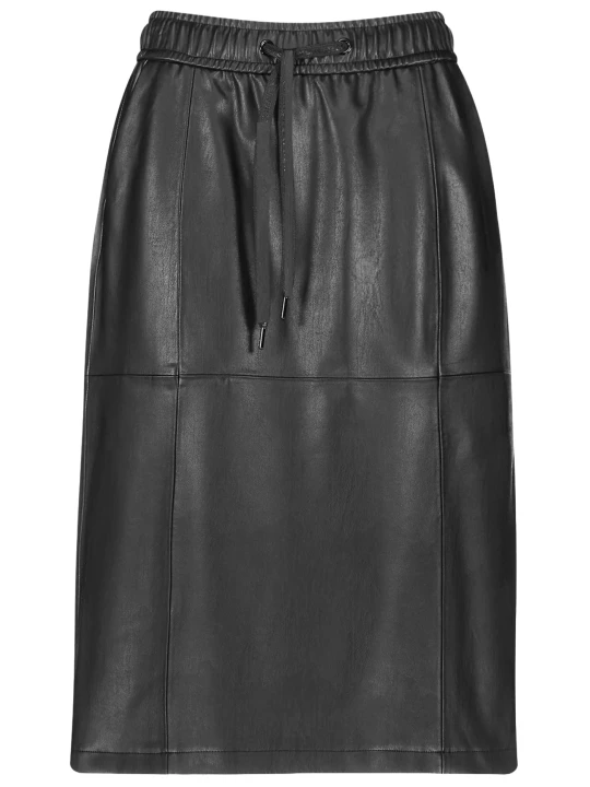 Leather A Line Skirt Black