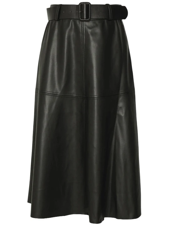 Leather Black Belted Skirt