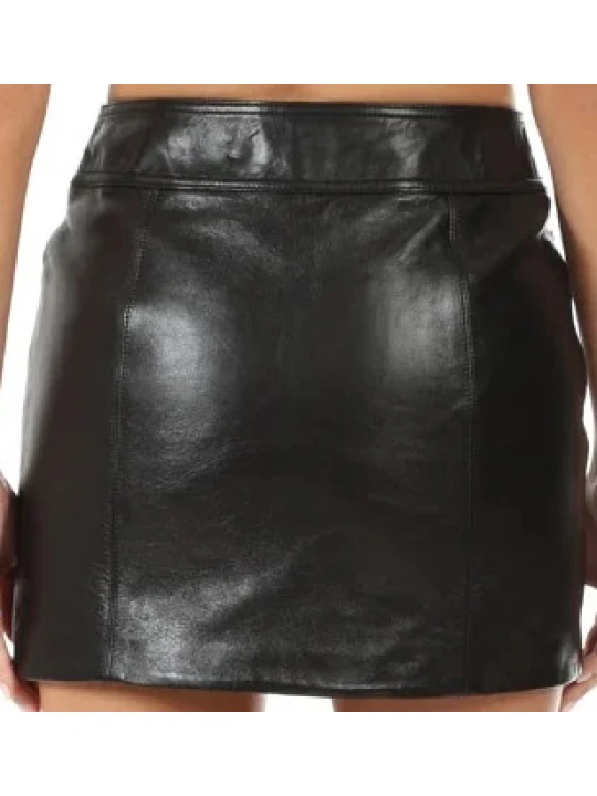 Leather Black Buckle Skirt