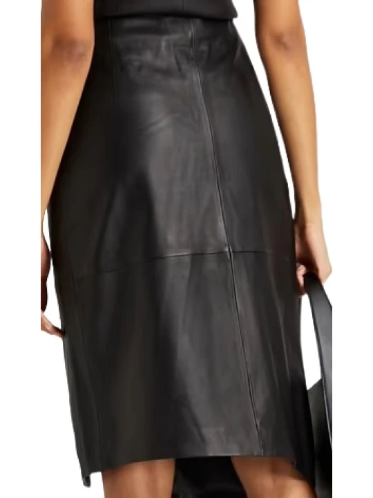 Leather Black Mini Wrap Skirt
