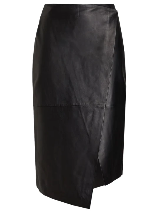 Leather Black Mini Wrap Skirt
