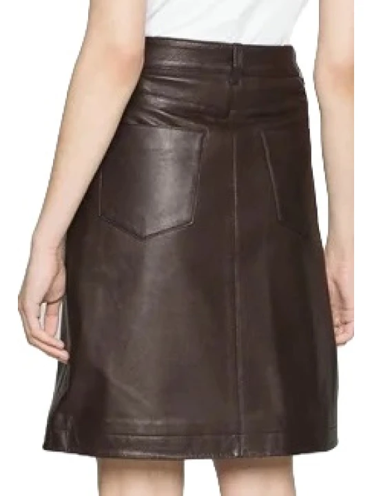Leather Mini Skirt Dark Brown