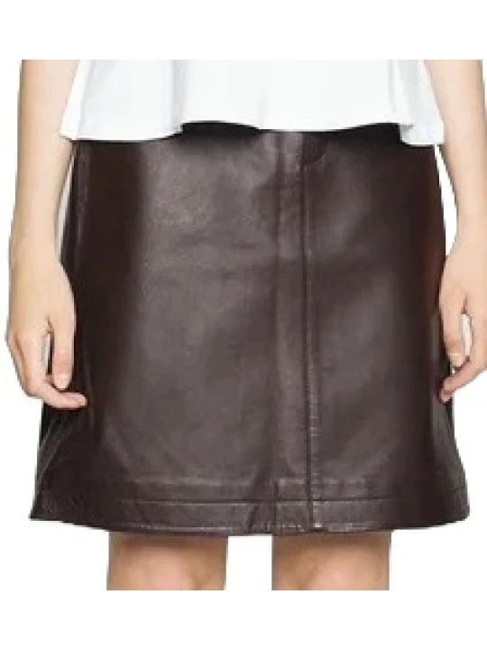 Leather Mini Skirt Dark Brown