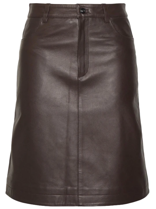 Leather Mini Skirt Dark Brown