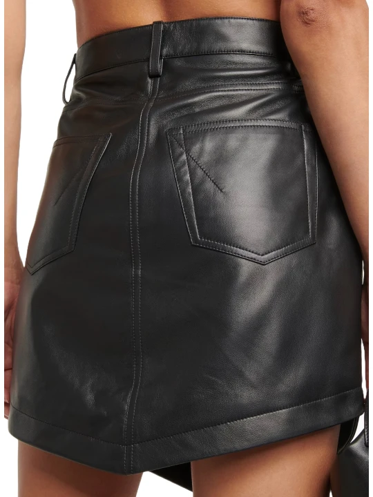 Leather Miniskirt In Black