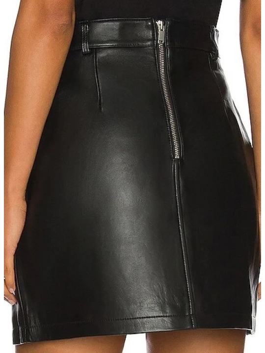 Micro Leather Skirt Black