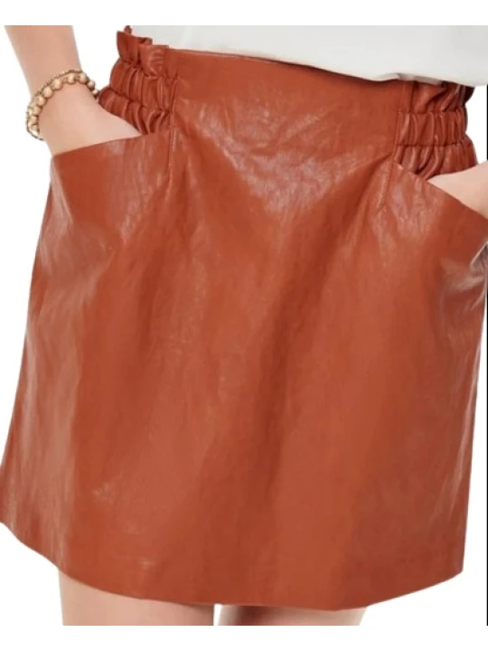 Mini Brown Leather Skirt