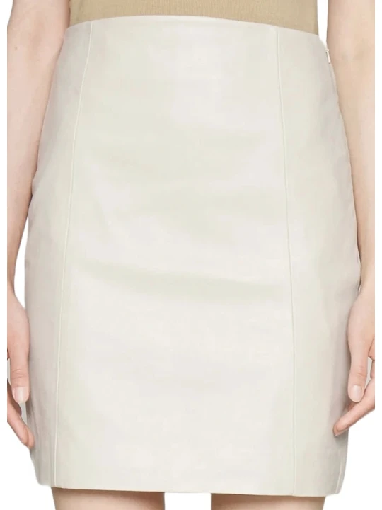 Off White Leather Skirt
