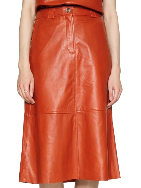 Orange Leather Skirt