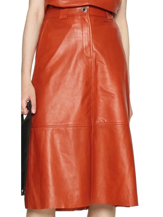 Orange Leather Skirt