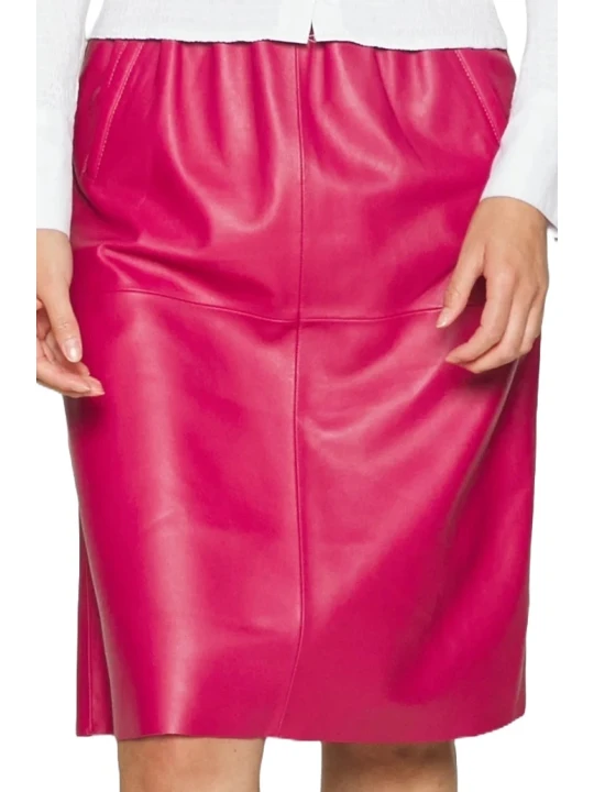Pink Real Leather Skirt