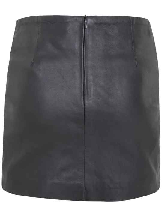 Regular Fit Black Leather Skirt