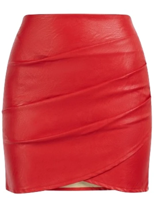 Short Red Leather Skirt