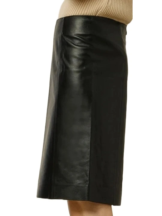 Simple Leather Skirt Black