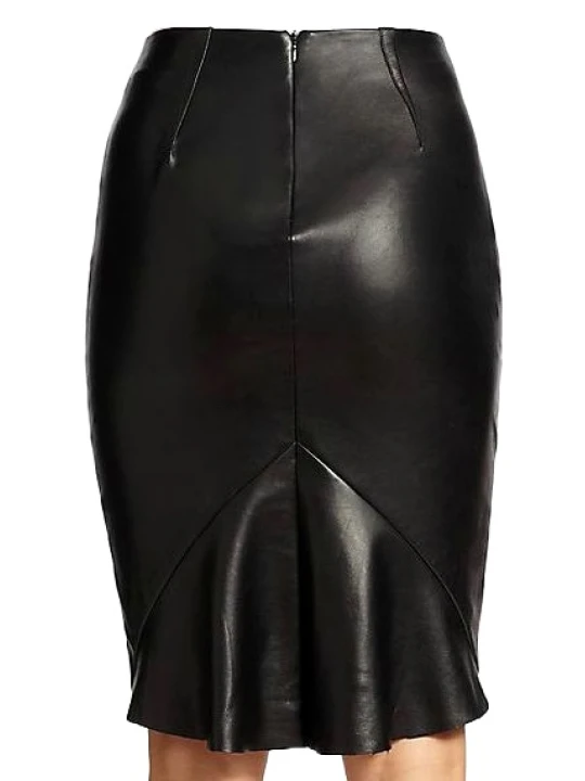 Sleek Leather Pencil Skirt Black