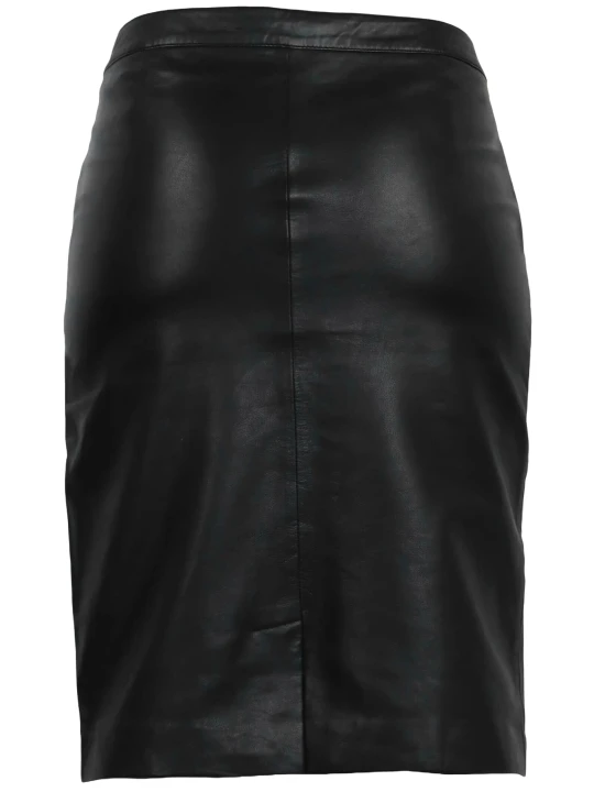 Smooth Black Leather Skirt