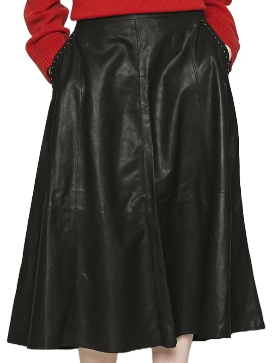 Trendy Black Ladies Leather Skirt