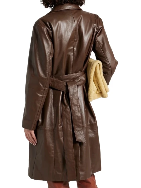 Belted Brown Leather Coat Women Belted Brown Leather Coat Women