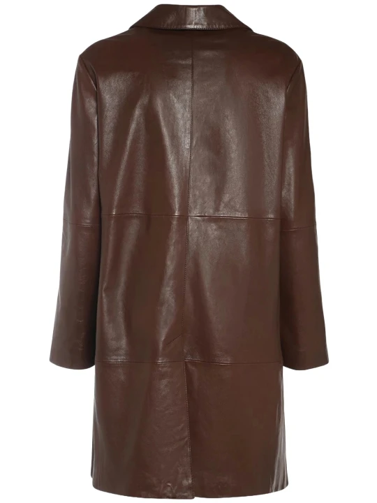Brown Button Down Short Leather Coat Brown Button Down Short Leather Coat