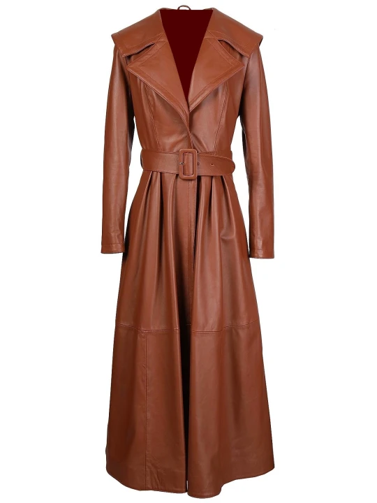 Brown Genuine Long Leather Coat