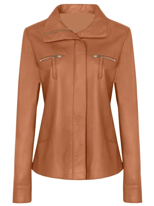 Brown Short Leather Coat