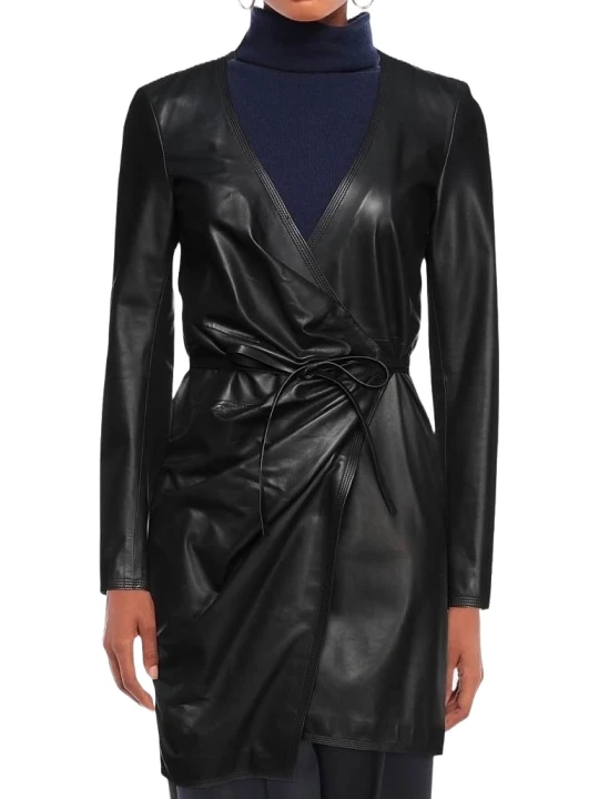 Celebrity Style Short Leather Coat