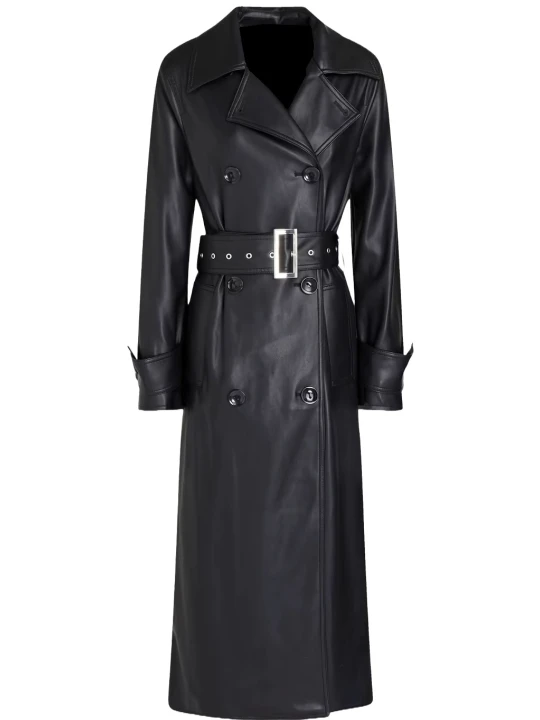 Glamorous Black Belted Leather Coat