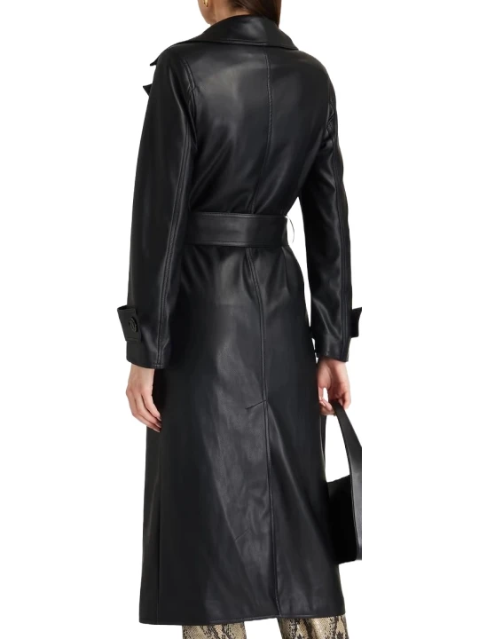 Glamorous Black Belted Leather Coat