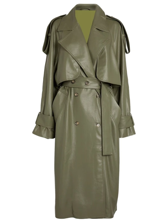 Dark Brown Leather Trench Coat With Belt Dark Brown Leather Trench Coat With Belt