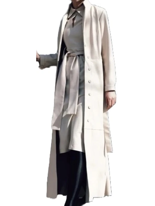 Impressive Off White Button Up Leather Coat