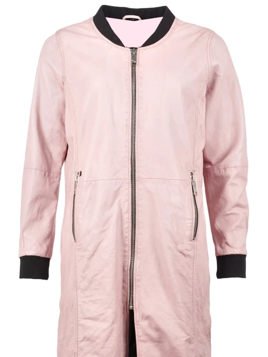 Ladies Pink Leather Coat