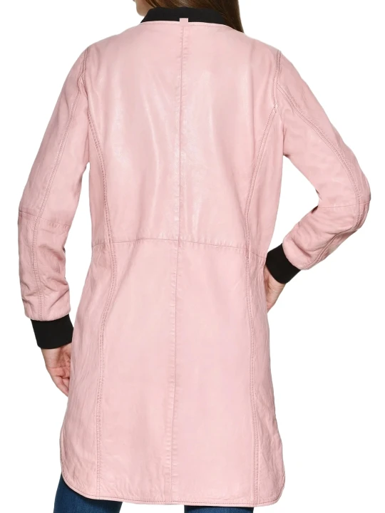 Ladies Pink Leather Coat