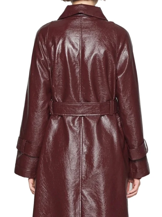 Burgundy Leather Trench Coat