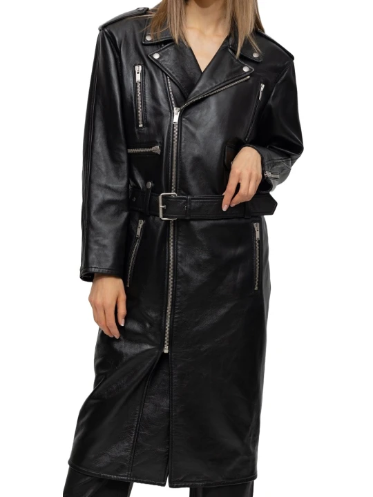 Real Black Leather Coat