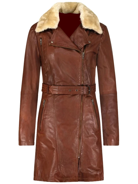 Sheepskin Cognac Leather Coat