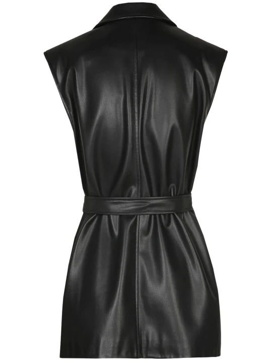 Sleeveless Black Belt Leather Coat Sleeveless Black Belt Leather Coat