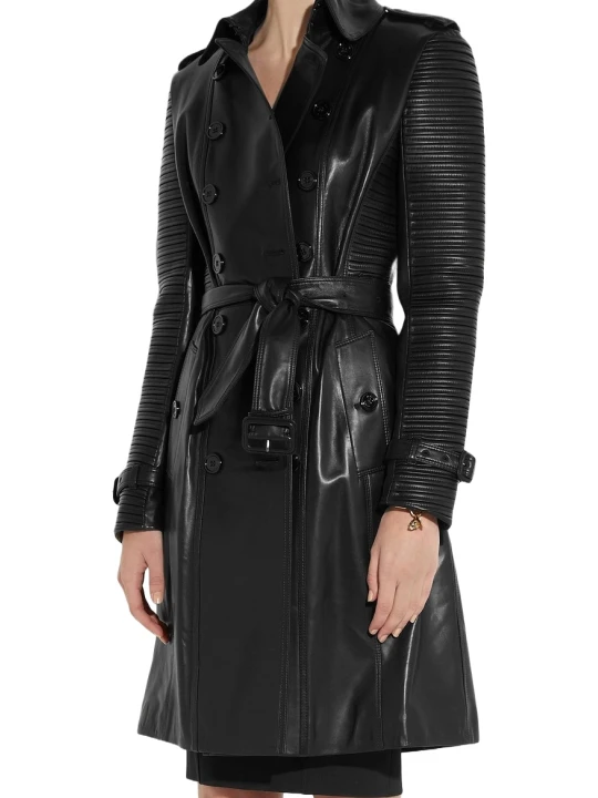 Smart Black Ladies Leather Coat